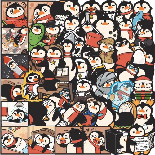 Qikawa 50 Funny Penguin Graffiti Stickers