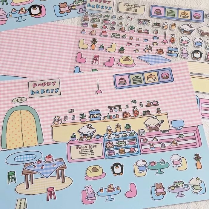 Qikawa DIY Puppy Dessert House Amusement Park Sticker Scenes