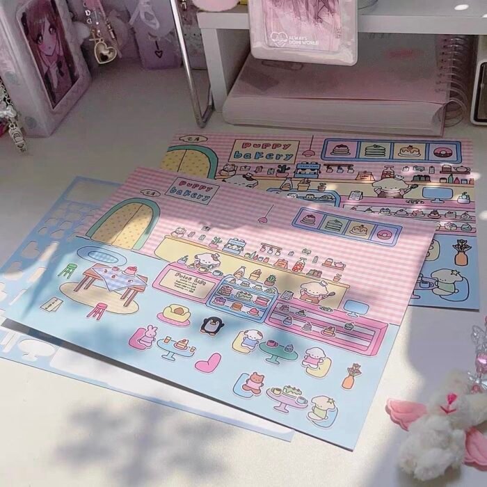 Qikawa DIY Puppy Dessert House Amusement Park Sticker Scenes - 图片 2