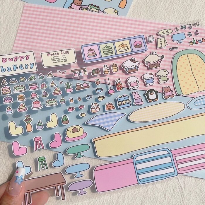 Qikawa DIY Puppy Dessert House Amusement Park Sticker Scenes - 图片 3