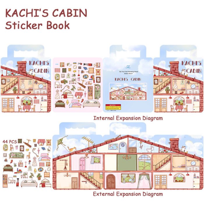 Qikawa DIY 3D Cozy Cabin Scene Sticker Book - 图片 2