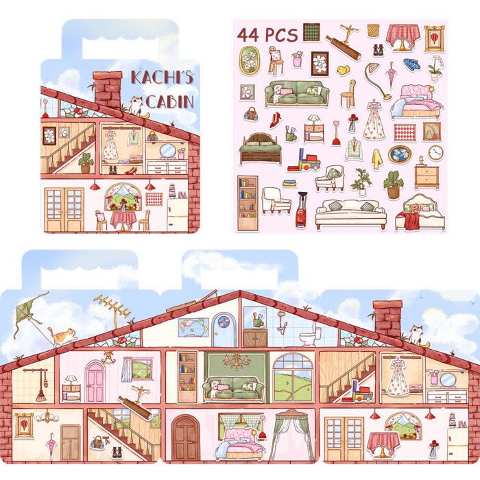 Qikawa DIY 3D Cozy Cabin Scene Sticker Book