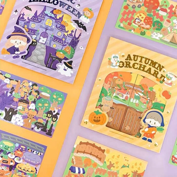 Qikawa DIY Halloween Sticker Scene Card
