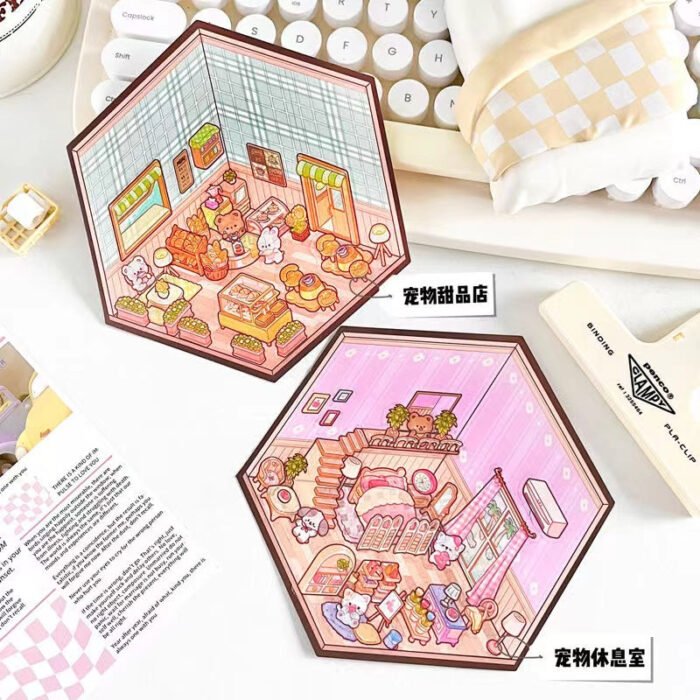 Qikawa 3D Cartoon Puppy Shop Landscape Sticker - 图片 2