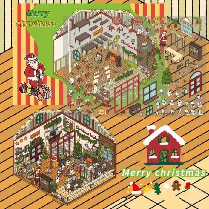 Qikawa DIY 3D Christmas Sticker Scene