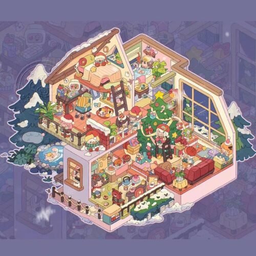 Qikawa Hot Sale Christmas Miniature Scene Sticker