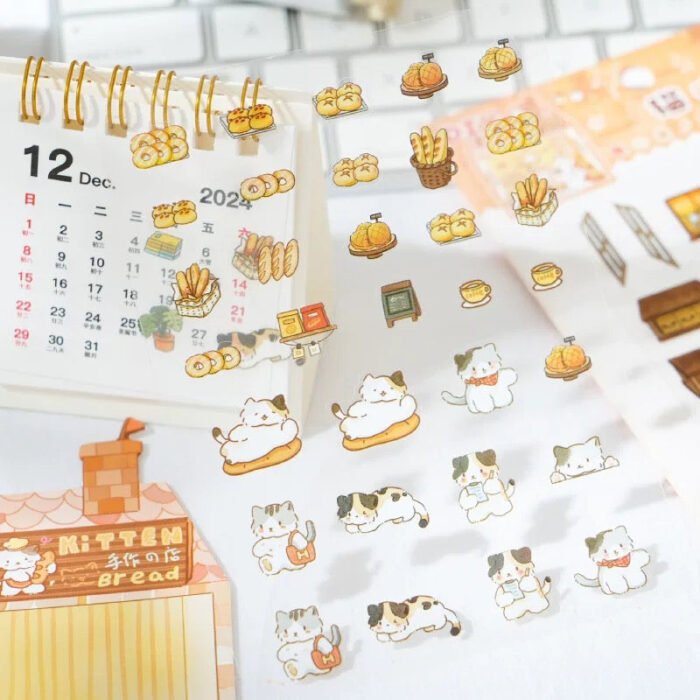 Qikawa Cat Bakery Bread Restaurant Drink Landscape Sticker - 图片 4