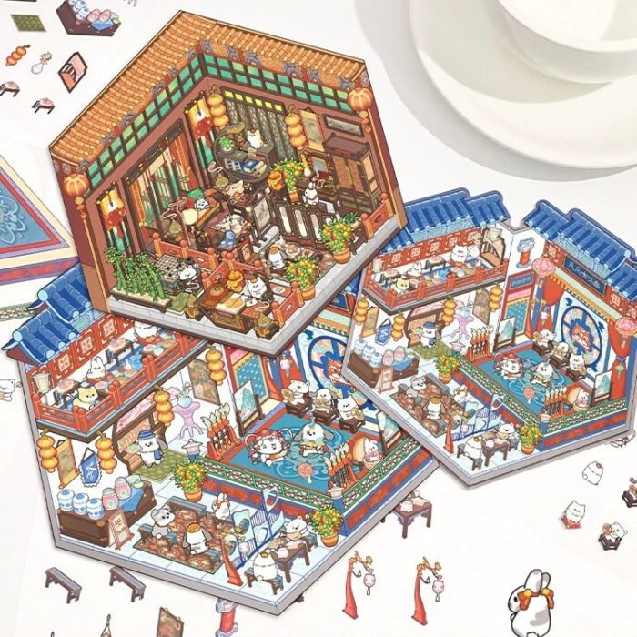 Qikawa Make Ancient Chinese Architecture Sticker Scene - 图片 2