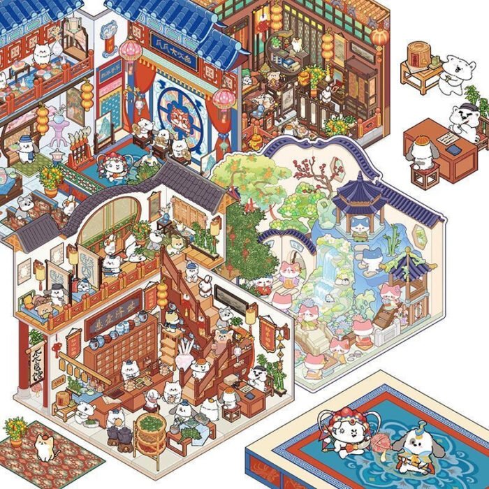 Qikawa Make Ancient Chinese Architecture Sticker Scene - 图片 3