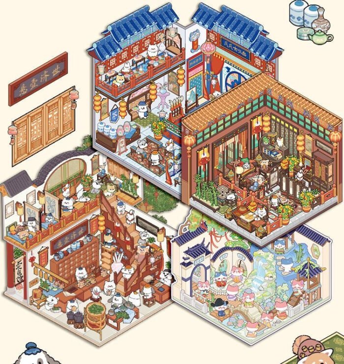 Qikawa Make Ancient Chinese Architecture Sticker Scene