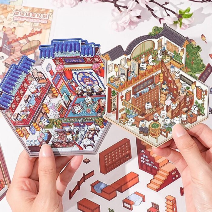 Qikawa Make Ancient Chinese Architecture Sticker Scene - 图片 4