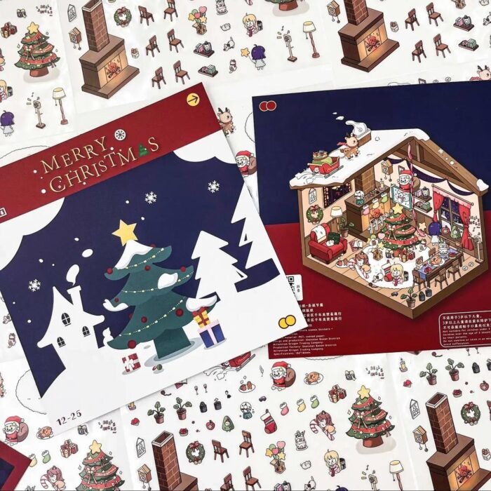 3D Christmas House Landscape Sticker