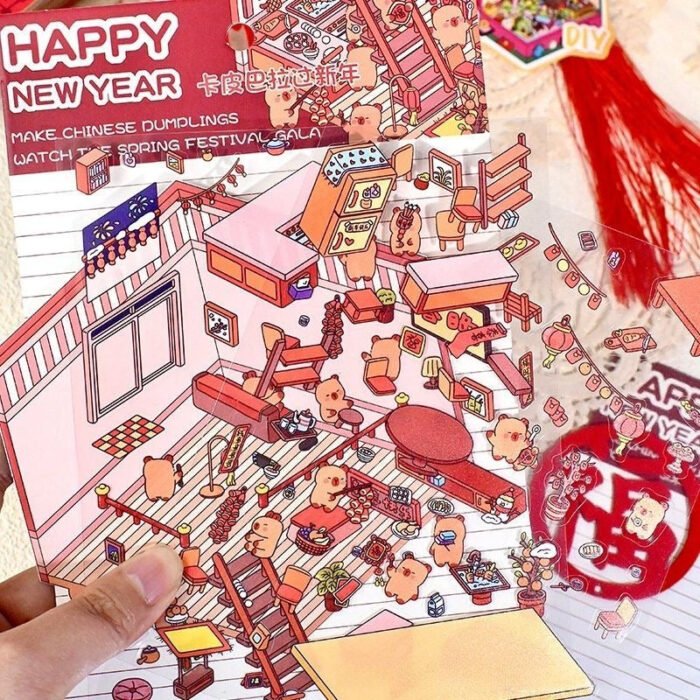 Qikawa DIY New Year 3D Landscape Sticker Scene - 图片 3