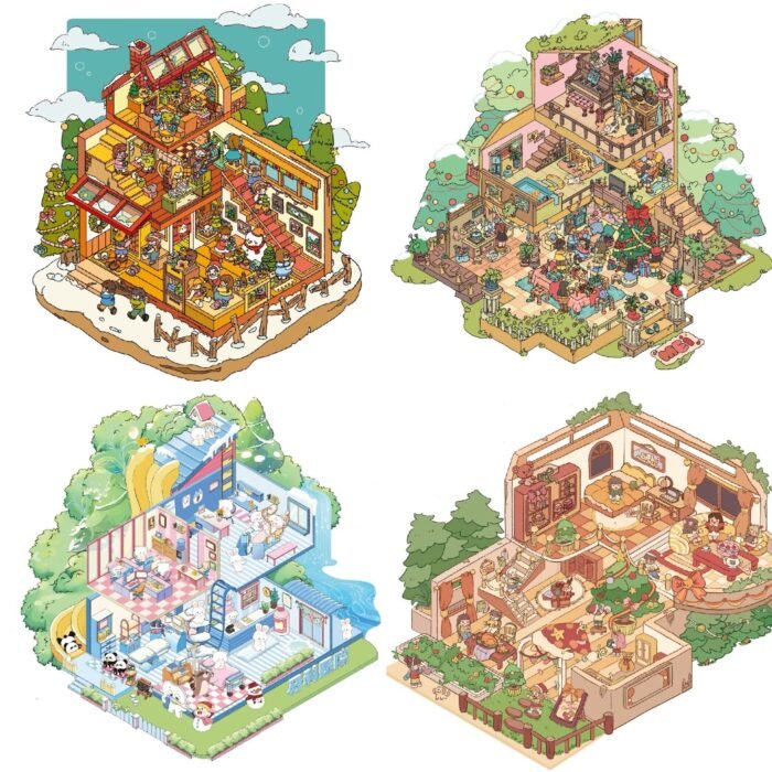 Qikawa Winter Christmas 3D Landscape Stickers