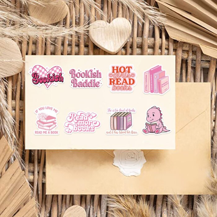 50 Pink Bookish Graffiti Stickers - 图片 7