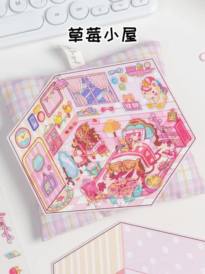 Cute fairytale landscaping house stickers - 图片 4