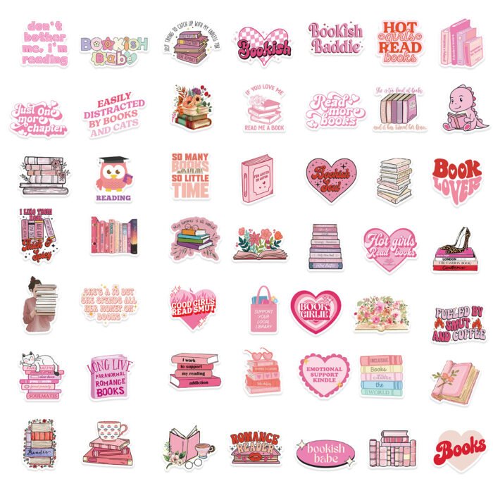 50 Pink Bookish Graffiti Stickers - 图片 4