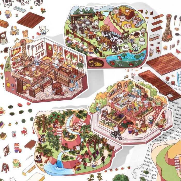 Qikawa 3D Landscaping Sticker Fun House Construction