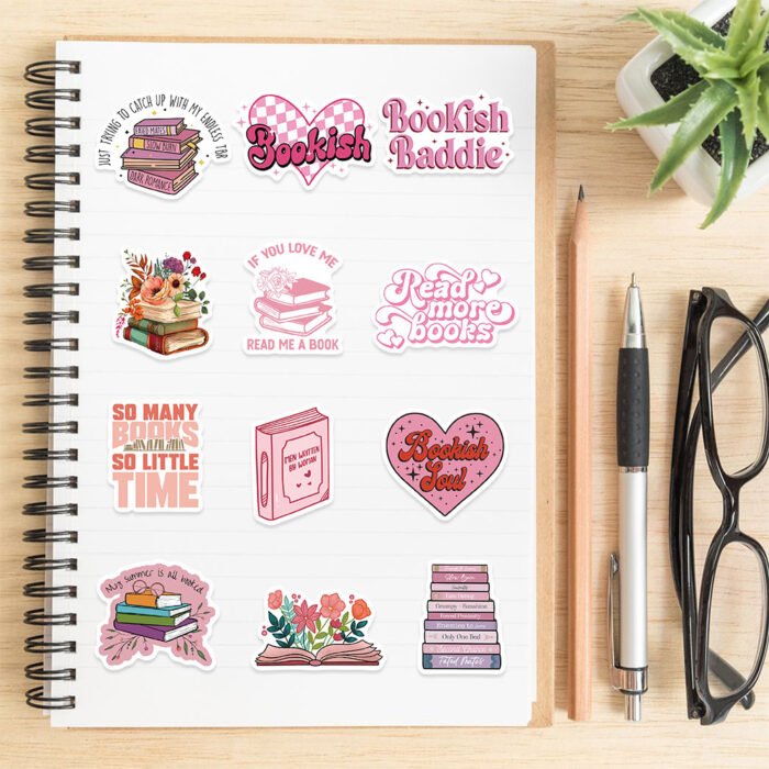 50 Pink Bookish Graffiti Stickers - 图片 5