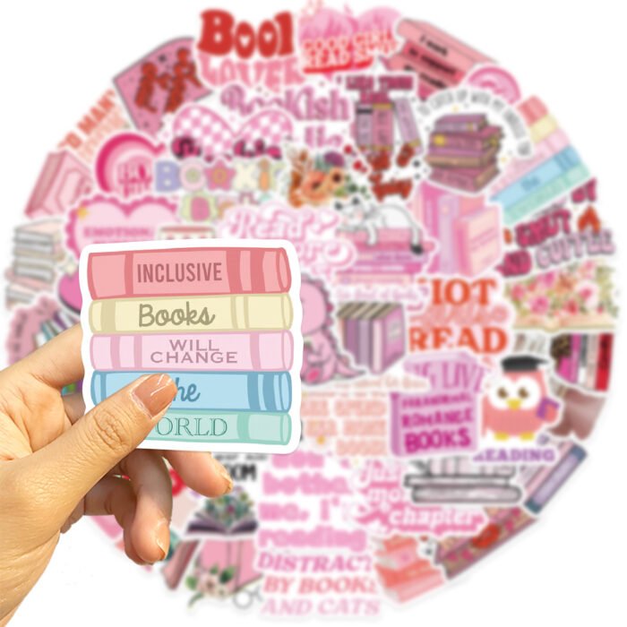 50 Pink Bookish Graffiti Stickers - 图片 3