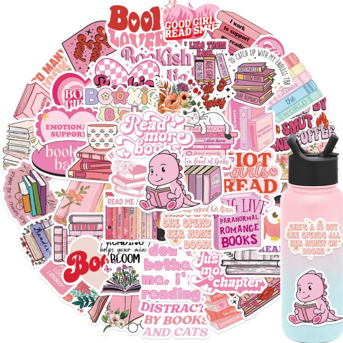 50 Pink Bookish Graffiti Stickers - 图片 2