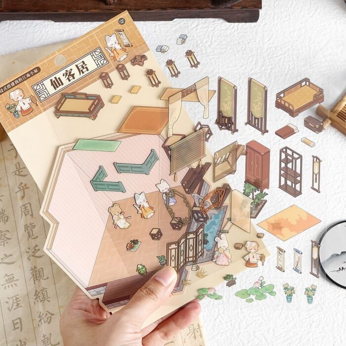 Ancient style hand-painted 3D landscaping sticker scene - 图片 4