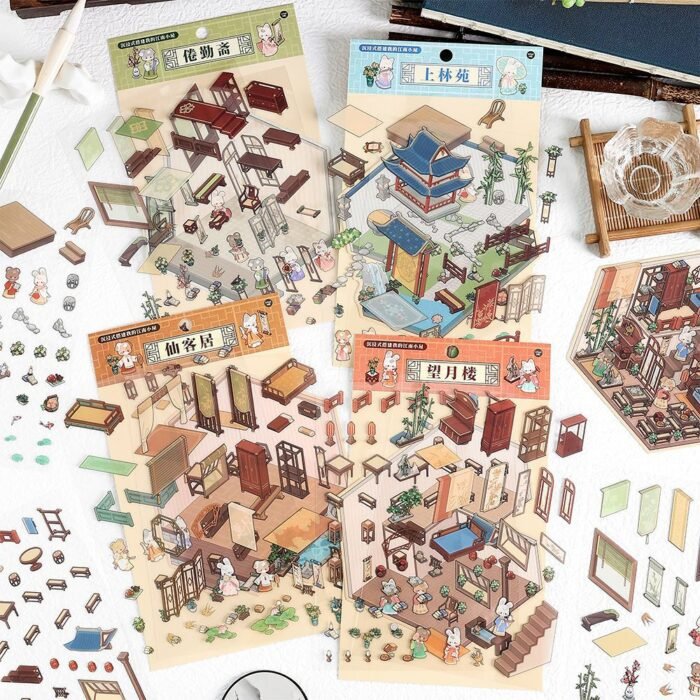 Ancient style hand-painted 3D landscaping sticker scene - 图片 2
